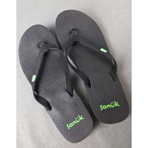 Sanuk Yoga Joy II Flip Flop Sandals Black Women's Size 7